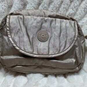 Kipling Metallic Champagne Syro Crossbody Messenger Bag - EUC
